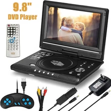 9.8" Portable DVD Player with HD Swivel Screen Support CD/DVD/TFCard/USB M0M0