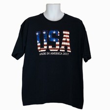 Mens Made In America 2017 USA Navy Blue Short Sleeve T-Shirt Size XL (46/48)
