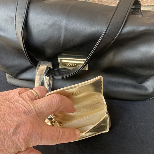 Versace Parfum Black Tote Bag Weekender Overnight Goldtone Zipper Shoulder Strap - 第 11/12 張圖片
