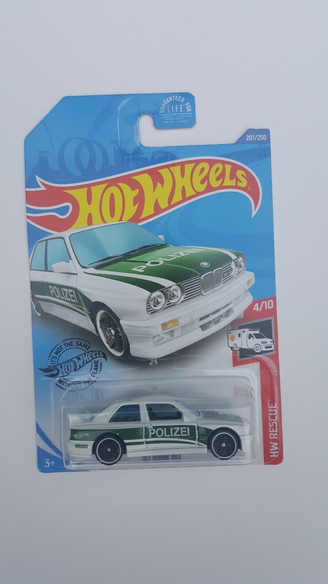 Hot Wheels '92 BMW M3 Police Car - White/Green Die Cast Model 207/250