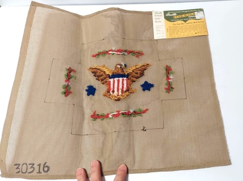 American Patriotic Eagle Framing Pillow Needlepoint CANVAS Preworked Wool READ - Picture 2 of 7