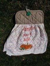 New Attic Find Vintage Handmade Hang Hand Towel Hot Pad Pumpkin Spice Life Fall