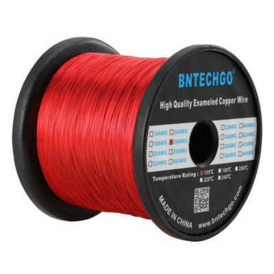 BNTECHGO 26 AWG Enameled Copper Magnet Wire - 3.0 lb - 0.0157'' Red