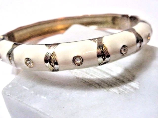 OFF WHITE BRACCIALE CON CERNIERA STRASS SMALTO BIANCO SPORCO CONTEMPORANEO TRENDY