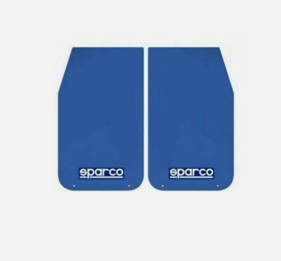 4 x Blue Sparco Logo Rally Style Car Exterior Styling Mudflaps - Universal Fit