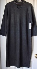 New Spense Women's Studded Mockneck Sweater Dress Charcoal Variety Sizes