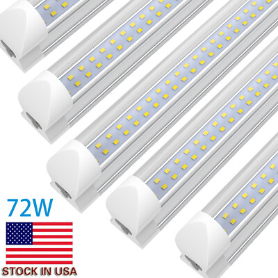 8FT T8 LED Tube Lights 72W Garage Linkable 8' LED Shop Light Fixtures Warehouse