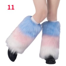 Women Faux Fur Leg Warmers Leggings Boots Covers Cuffs Socks Striped Socks Warm