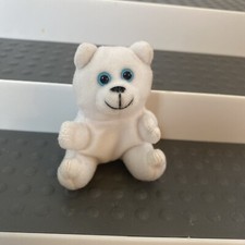 Vintage 1995 Tiny Tag-Alongs Cap Toys Miniature Polar Bear Stuffed Animal Plush