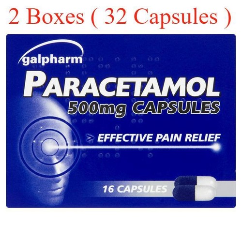 Galpharm Paracetaml 500mg Capsules Headache/Migraine/Cold Flu/Pain