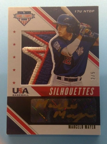 MARCELO MAYER RC AUTO PATCH 2/5 - 2020 Panini USA Black/Gold Red Sox #1 Draft
