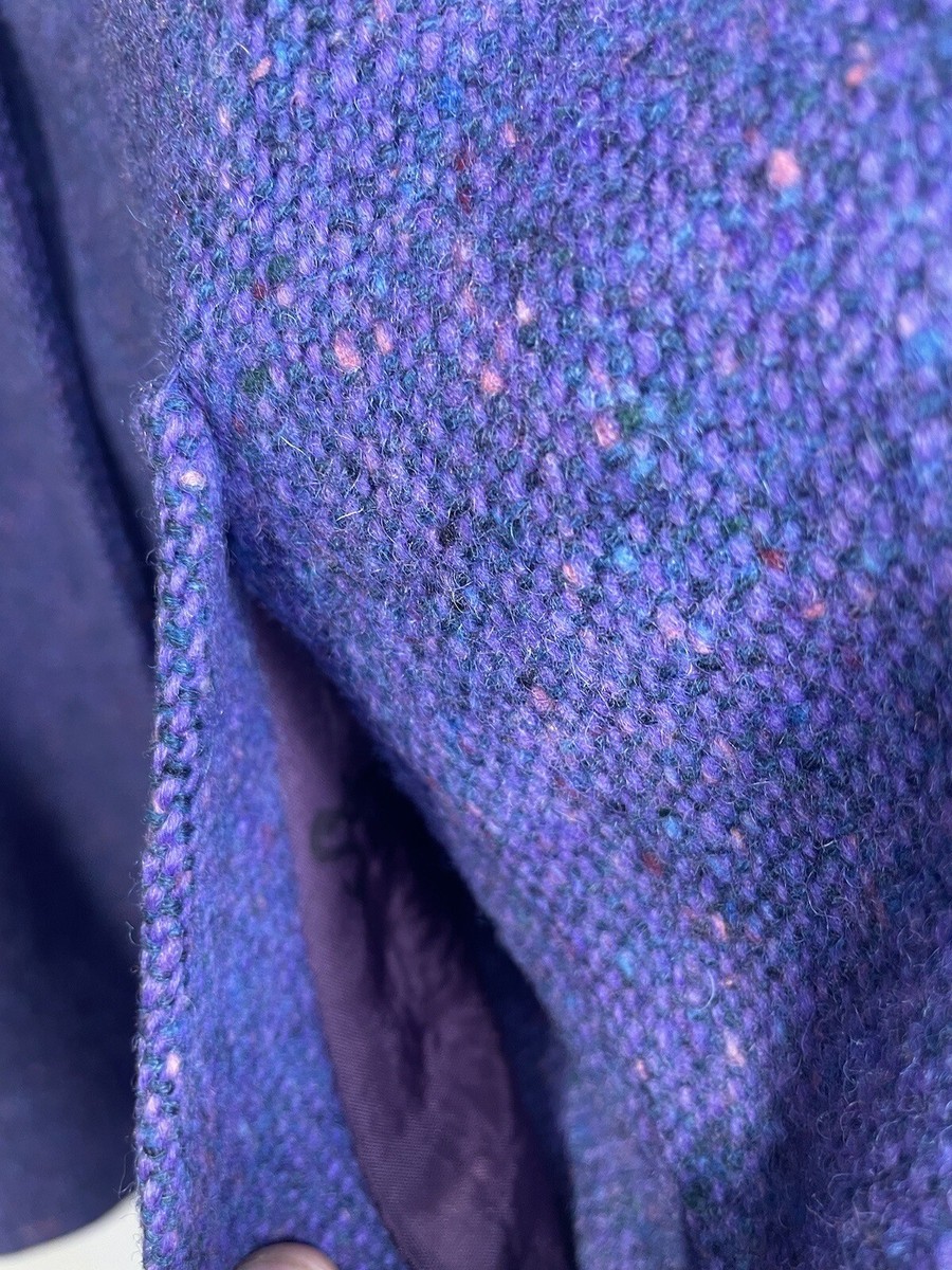 Vintage Jimmy Hourihan Of Dublin Donegal Tweed Purple Wool Coat