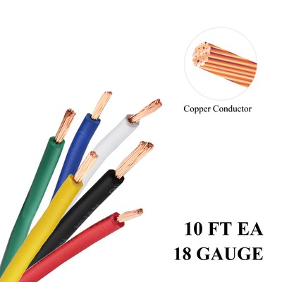 Flexible Copper Wire Kit 18 Gauge Automotive Ofc Primary Cable 6 Colors 10ft Ea Ebay