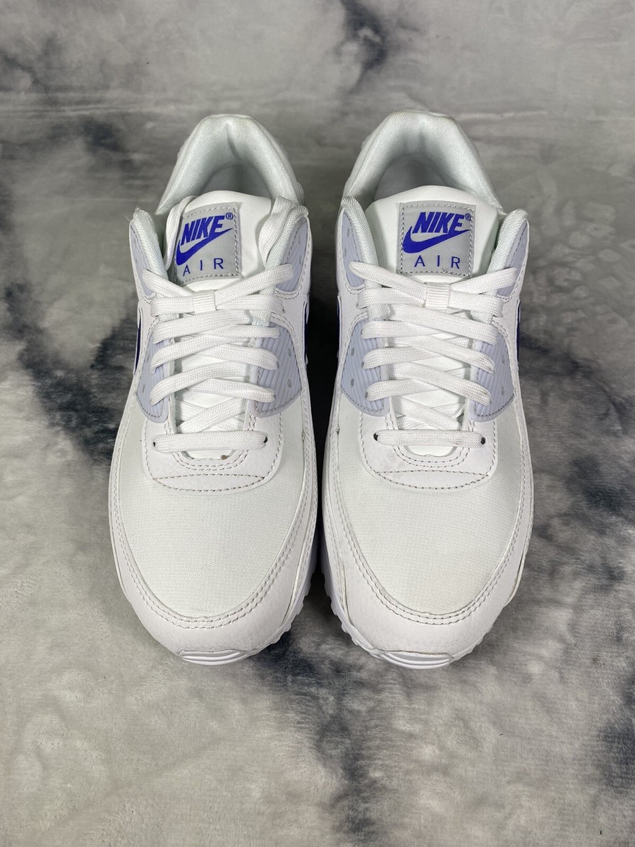 Nike Air Max 90 White Metallic Blue Shoes DX0115-100 Women Size
