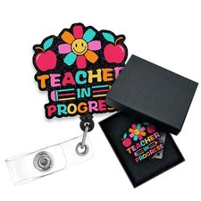 Teacher in Progress Funny Teachers Tutor Doctor Badge Reel Retractable with A...
