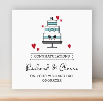 HOCHZEITSTAGSKARTE - Glückwunsch Brautpaar Geschenkidee, für Freunde BC2c