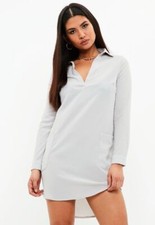 BNWT missguided grey v neck shirt dress UK Size 6