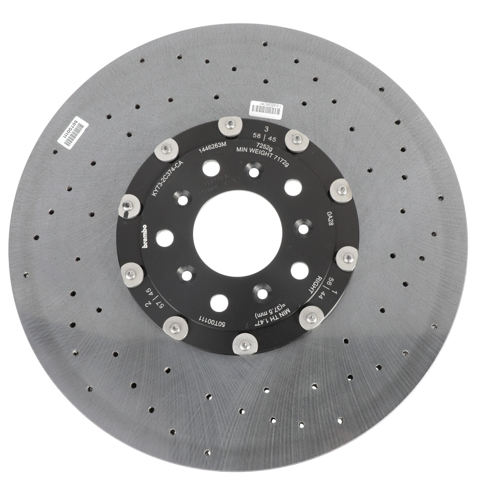 GENUINE ASTON MARTIN FRONT RIGHT CARBON CERAMIC BRAKE ROTOR OE NEW KY73-2C374-CA