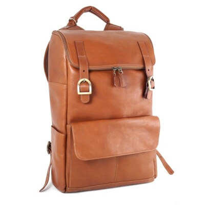 Dorado Tan Colombian Leather Laptop Rucksack - Original Retail $585