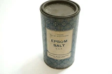 Antique Vintage JOHN H WOOD COMPANY EPSOM SALT USP 1 Pound Container ~ Half Full