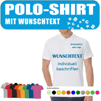 POLO SHIRT mit WUNSCHTEXT AUFDRUCK oder MOTIVE LOGO SPRUCH