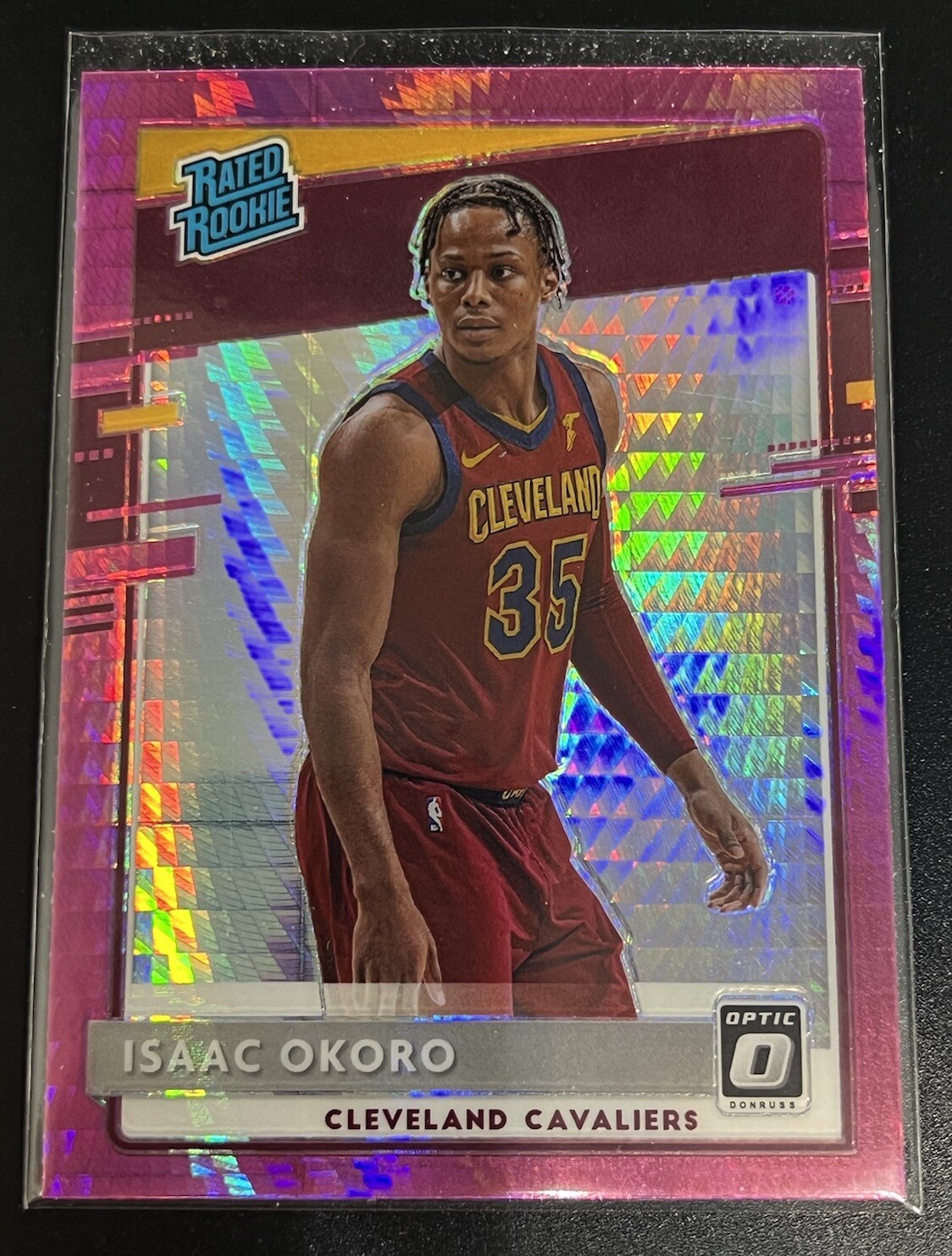 2020-21 Panini Donruss Optic - Rated Rookie Hyper Pink Prizm #155 Isaac Okoro