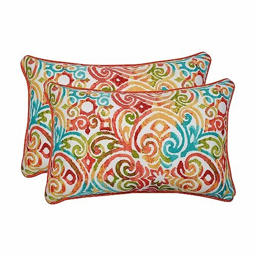 Outdoor/Indoor Pillows, 2 Count Lumbar - 11.5" x 18.5" Blue Corinthian Dapple - Picture 2 of 6