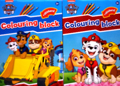 2x Paw Patrol Malblock  mit Sticker für Kinder Ausmalbuch Ausmalbilder Aufkleber