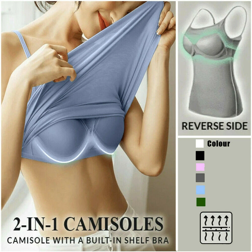 Basic Women Short Cami Built-In Shelf Bra - 4 Pk - Wht, H Grey