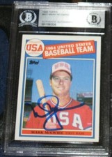 MARK MCGWIRE A'S CARDINALS SIGNED 1985 TOPPS ROOKIE USA CARD BAS SLABBED