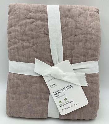 Pottery Barn Belgian Linen Hand Stitched Comforter Sham Smoky Quartz King #63R