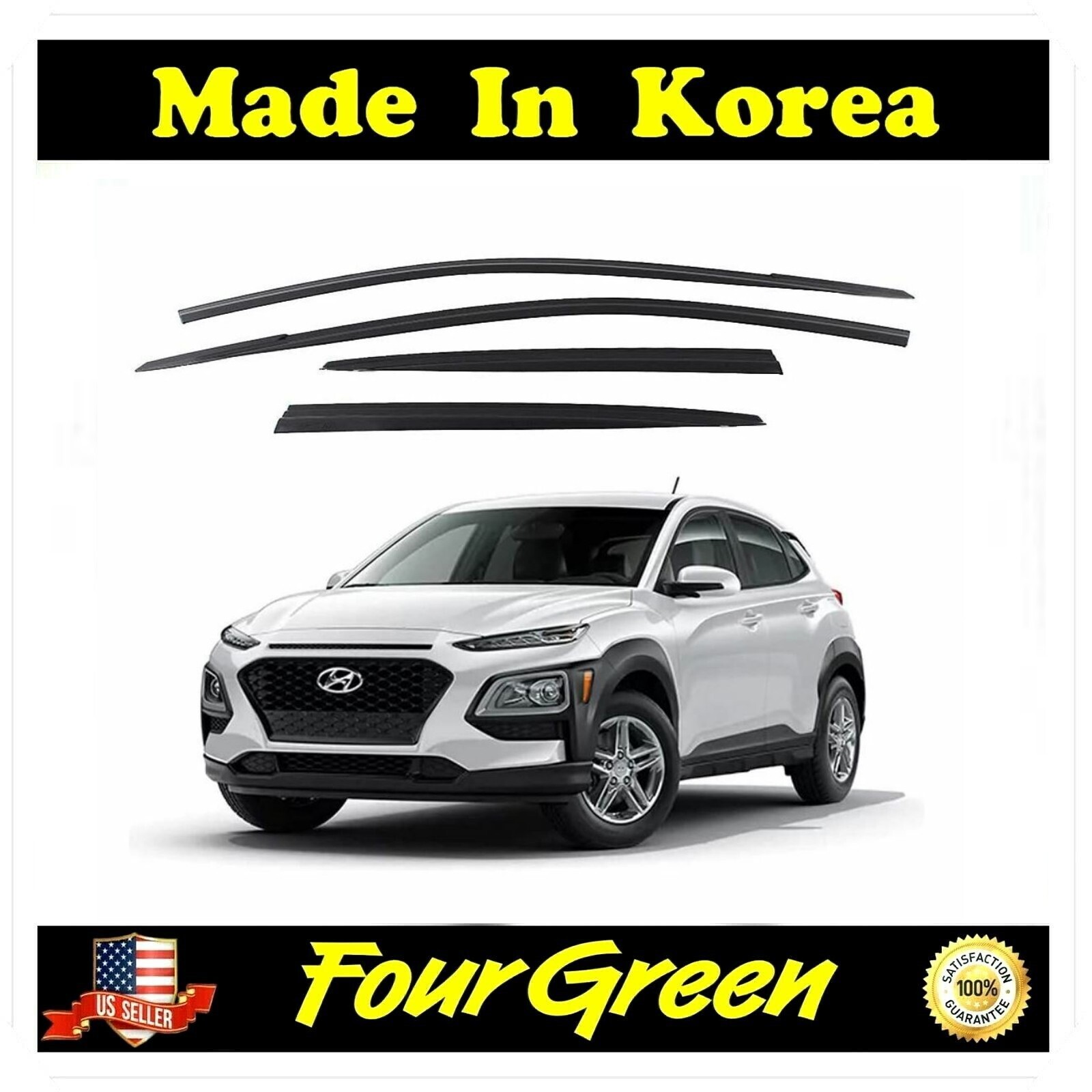 Dark Smoke Window Visors For Hyundai Santa Fe (2001-2006) 4-Door - Rain Guards