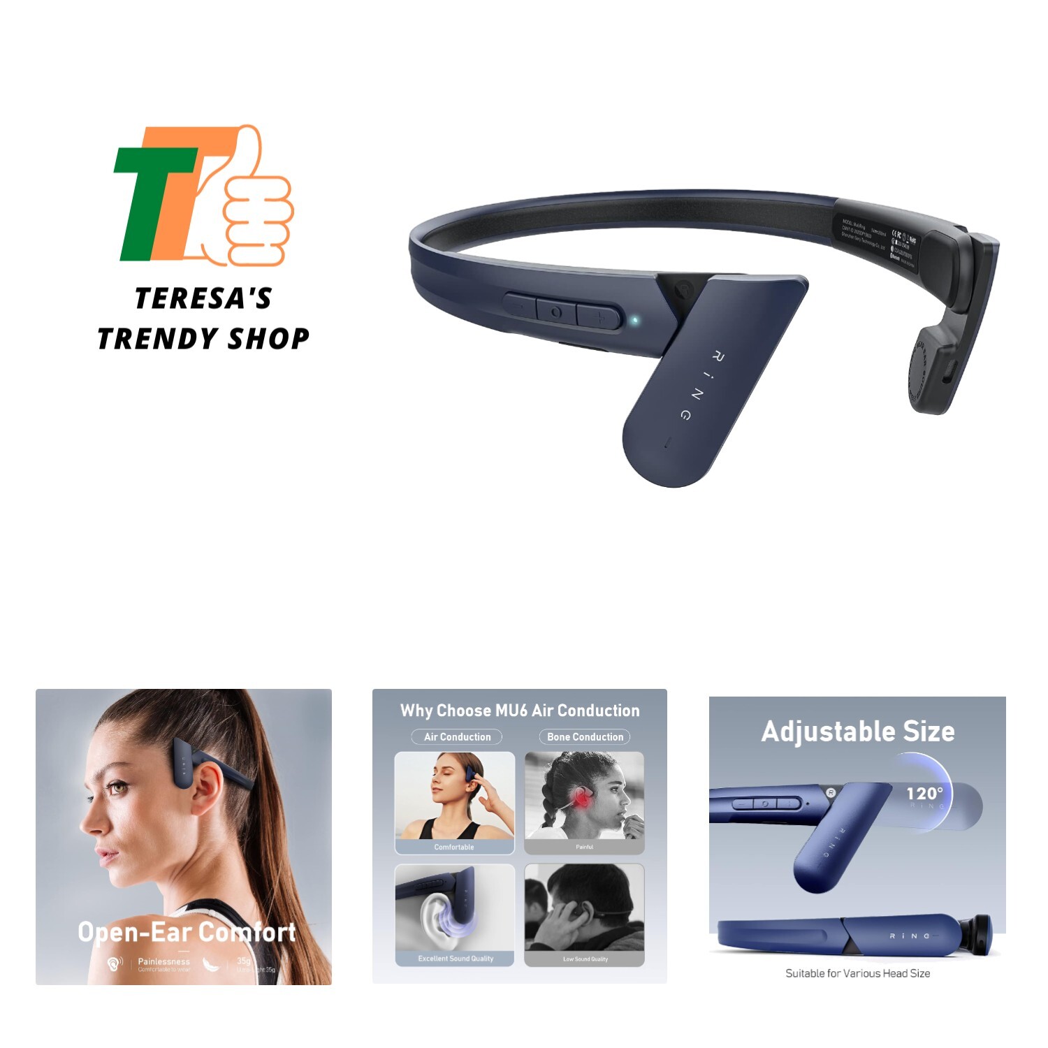 Open-Ear Headphones Air Conduction Wireless Bluetooth Earphones for Cycling W...-image