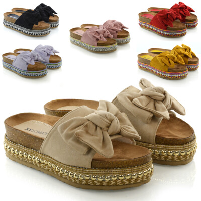 Damen-Plateausandalen Keilabsatz Peeptoe Slipper Pantolette Sommerschuhe 3-8