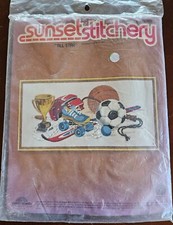 Vintage Sunset Stitchery ALL STAR Sports Crewel Kit 10" x 20" Dan Trotter NEW
