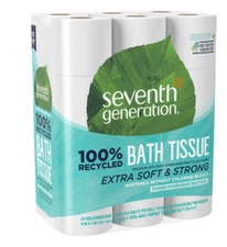 Seventh Generation 100 % Recycled Bath Tissue, 2-Ply, 240 Sheets, 24 Rolls