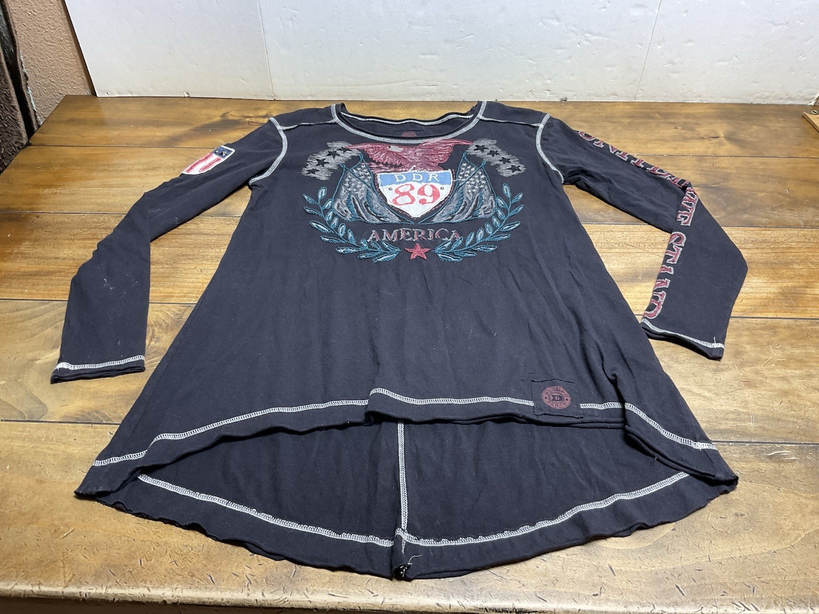 Double D Ranch Long Sleeve S Patchwork Freedom US… - image 1