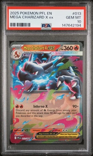 2025 POKEMON PFL EN-PHANTASMAL FLAMES #013 MEGA CHARIZARD X EX PSA 10