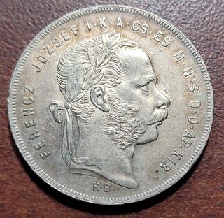 HUNGARY 1878 KB 1 Forint 19th Century Silver Coin AU Orig Toning KM# 453.1