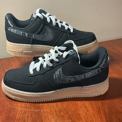 Nike Air Force 1 Low SP Rare Black Canvas Gum Sole Distressed Swoosh AIR AF1 6.5