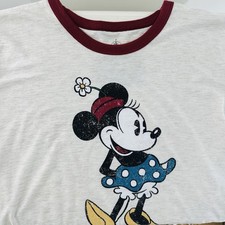 Retro Vintage Style Mickey Mouse Disney Blue Ringer T Shirt Women's Size XL