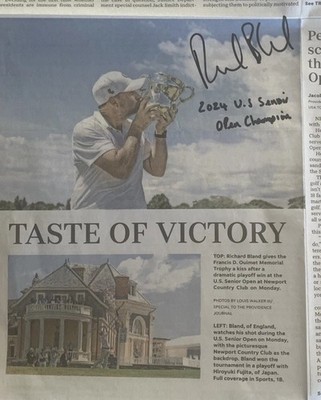  RICHARD BLAND 2024 US SENIOR OPEN CHAMPIONSHIP SIGNED FRONT PAGE w/ Inscr