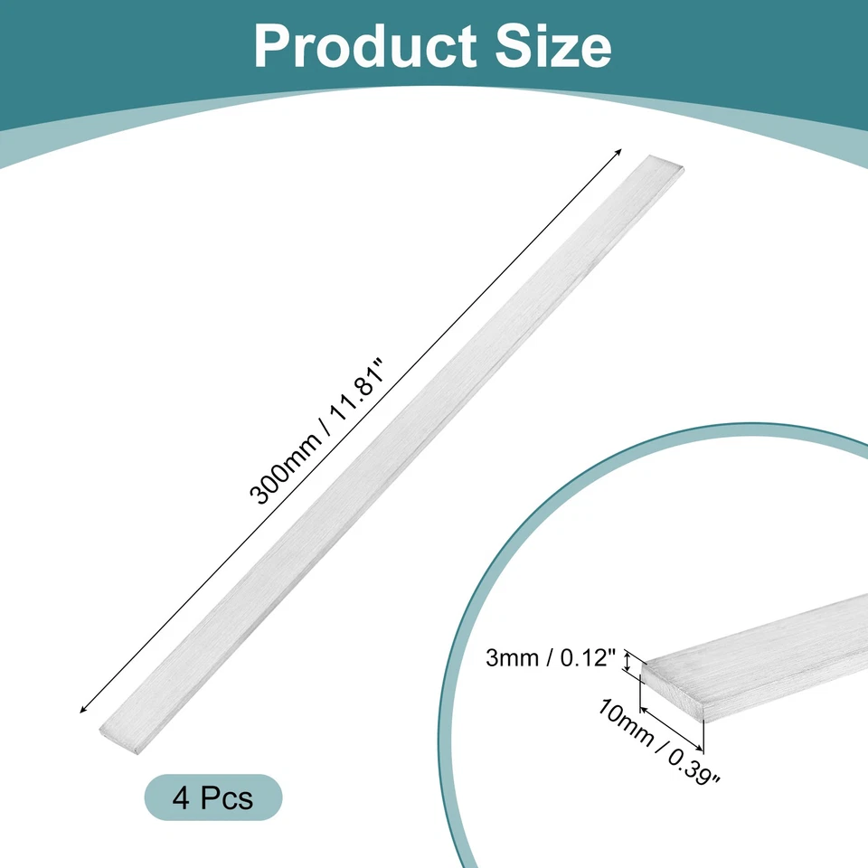 Barra plana de acero inoxidable 316L 4 piezas de 1/8" de espesor 3/8" de ancho 12" de largo Foto 2 de 4
