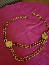 1980s Escada Gold Tone Plated Chain Belt Made In Spain Size M Approx 38" Heavy