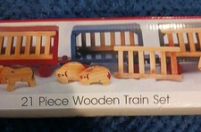 21 Piece Wooden Train Set Vintage 1991 Unopened