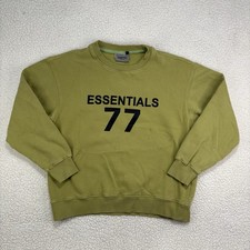 Essentials Fear Of God Sweatshirt Mens Medium 77 Green Pullover Crewneck Flaws
