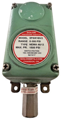 Solon 5PSW1BV2 Pressure Switch 0 300 PSI 15A 125/250/480VAC NEMA 4/12