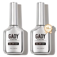 2 Pcs 16Ml No Wipe Gel Top Coat, Glassy Clear Gel Top Coat, High Gloss Finish fo