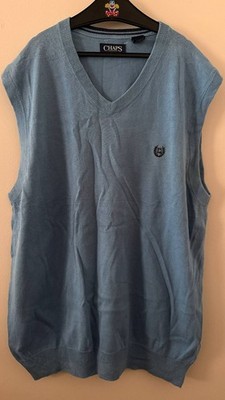 CHAPS Knit Vest Light Blue Size L Vintage Golf Cotton