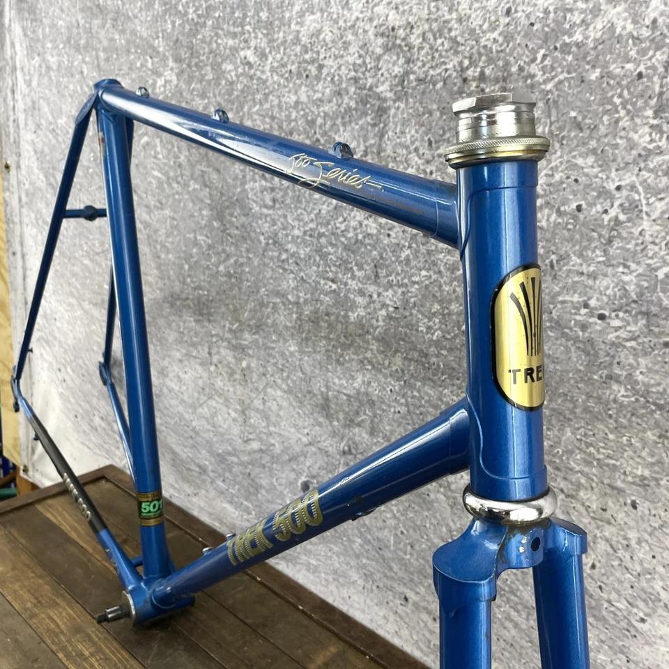 Cuadro de carretera Trek 500 vintage 57 cm Reynolds 501 acero azul EE. UU. con orugas 700c 126 mm Foto 2 de 4